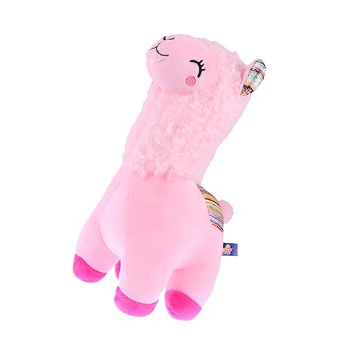 Garneck Alpaka- Stofftierpuppe Flauschige Kuscheltiere Alpaka Weichspielzeug Alpaka Gefülltes Weihnachtsdekorationen Plüschpuppe Gefüllte Alpaka-Puppe Baumwolle Rosa von Garneck