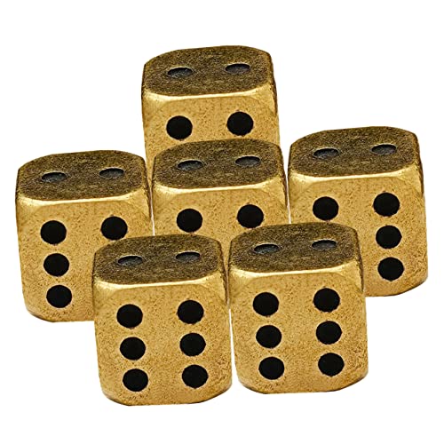 Garneck 6 Stücke Vintage Würfel Requisiten Exquisite Messing Würfel Für Tabletop Spiele Neuheit Bar Würfel von Garneck