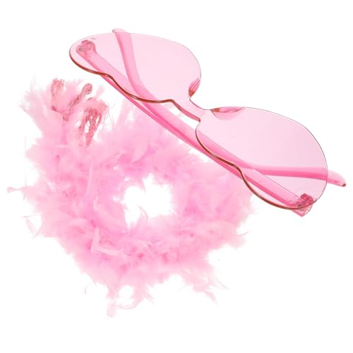 Garneck Boa und Herzförmige Randlose Sonnenbrille Damen Leichtes Party Accessoire für Junggesellinnenabschied Halloween Weihnachts und Fiesta Feiern Hautfreundlich und Stilvoll Garneck Boa und Herzförmige Randlose Sonnenbrille Damen Leichtes Party Accessoire für Junggesellinnenabschied Halloween Weihnachts und Fiesta Feiern Hautfreundlich und Stilvoll von Garneck