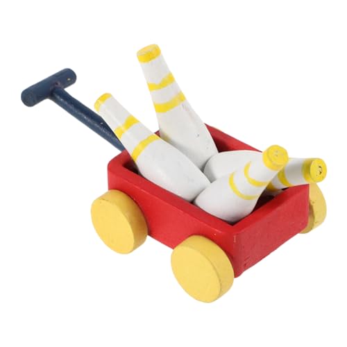 Garneck Bowlingkugel-Modell Winzige Accessoires Mini-bowlingspiel Für Den Tisch Minikarren-Modelle Miniatur-sportmodell Puppenhaus-schubkarrenmodelle Puppenhaus-dekorationszubehör Holz von Garneck