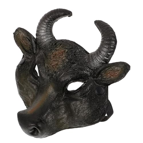 Garneck Bull Cosplay Maske für Halloween Party Realistische PU Bullenmaske für Kostümparty Verkleidung Maskenball und zu Tragen Dekoratives Accessoire für Erwachsene von Garneck