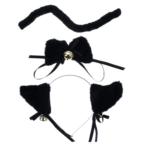 Garneck Cat Ears Haarreif mit Schleife und Katzenschwanz Cosplay Kostüm Zubehör für Halloween Fasching Karneval Verstellbar Leicht und Angenehm Schwarze Tierkostüm Accessoires Garneck Cat Ears Haarreif mit Schleife und Katzenschwanz Cosplay Kostüm Zubehör für Halloween Fasching Karneval Verstellbar Leicht und Angenehm Schwarze Tierkostüm Accessoires von Garneck