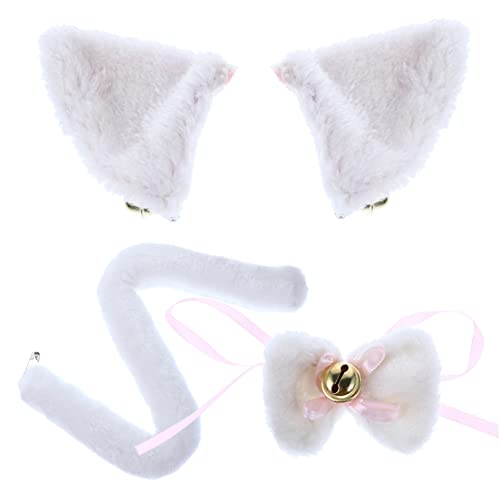 Garneck Cat Ears Kostüm Teiliges Cosplay Accessoire mit Verstellbarem Haarreif Schleife und Strapazierfähiges Stoffmaterial für Fasching Karneval Party und Performance Geeignet von Garneck