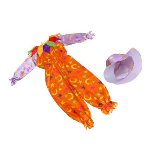 Garneck Clown Kostüm mit Hut Karnevalskostüm Jungen und Mädchen Fasching Verkleidung für Halloween und Bühnenauftritte Lustiges Stern Mond Design von Garneck