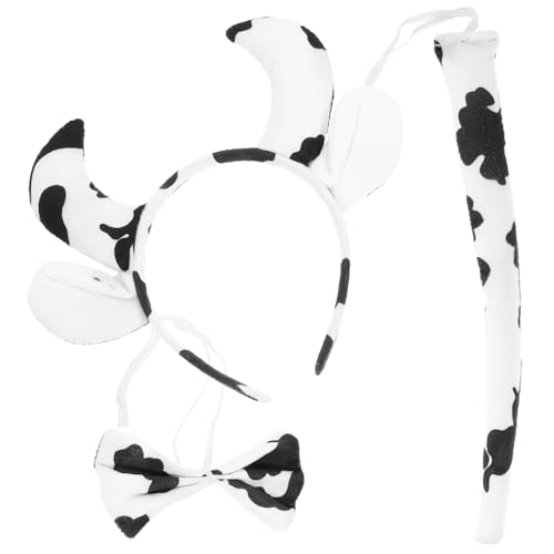 Garneck Cosplay Kuh Kostüm Set mit Stirnband und Fliege Niedliches Kuh Accessoire für Frauen Tierkostüm Zubehör für Halloween Karneval Rollenspiel Geburtstagsfeier von Garneck