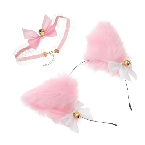 Garneck Cosplay Lolita Katzenohren Haarreif mit Glocken Spitzen design Leicht und Angenehm für Damen Karneval Party Maske Niedliches Accessoire Geschenk für Freundinnen von Garneck
