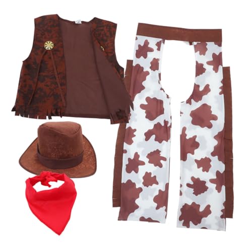 Garneck Cowboy Kostüm für Hut und Weste Weiches Material Authentisches Western Outfit für Halloween und Motto Partys Komplettset für Jungen von Garneck