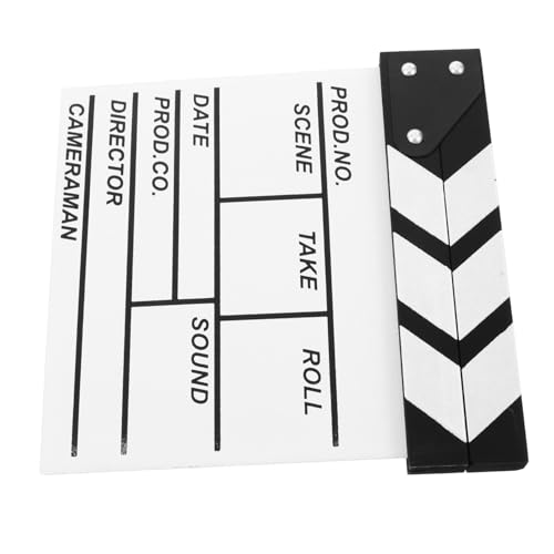 Garneck Direktor Board Holzklappe Filmklappe Holz Filmklappen-Set Holzfilmklappe Filmklappe Regisseur Szene Aktion Requisiten für Klapper Schindel Film-Klappbretter Filmstudio hölzern Weiß von Garneck