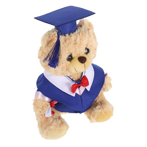 Garneck Doktoranzug Bär Puppe Abschlussbären Stofftier Bär Puppen Abschlussbär Talar Mütze Quaste Bär Abschlussbär Puppe Abschluss Stofftier Absolvent Bär Plüsch Blau von Garneck
