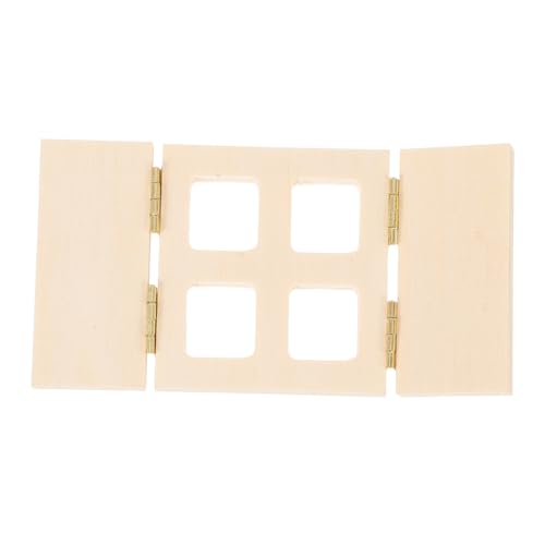 Garneck Doll House Scharniertfenster Kleine Hausdekoration Mini House Prop Mini Möbel Mini-hausbedarf Miniaturfenster Kleines Hauszubehör Miniatur-puppenhausfenster Mini-Fenster Holz Beige von Garneck