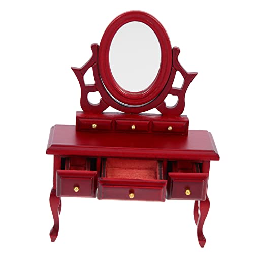 Garneck Dressing Counter -Modell Zubehör für Spielhäuser Mini- -Ornament-Miniaturen Schreibtischzubehördekor Puppenhaus-Miniaturschrank Miniaturhaus Accessoire Birke rot von Garneck