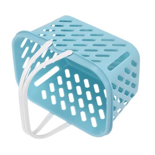 Garneck Einkaufskorb Klein Mini-Korb-Modell Puppenhauszubehör Puppenhaus-miniaturen Mini-hausdekoration Aufbewahrungskorb Ornament Miniaturmodell Mini-hausverzierung Blue Plastik von Garneck