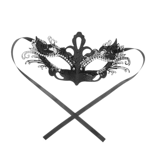 Garneck Eisen Maske für Karneval und Halloween Masquerade Maske Metall Leicht und für Kostümpartys und Maskenball Schwarzes Design von Garneck