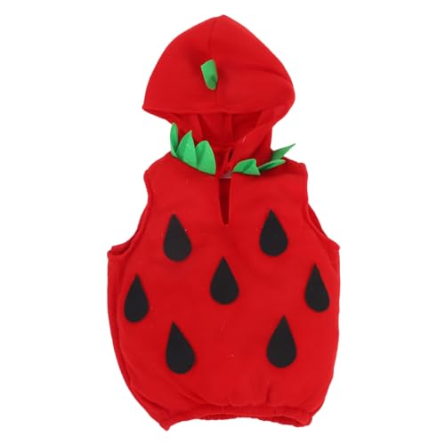 Garneck Erdbeer Kostüm Jahre Weiches Warmes Frucht Outfit mit Kapuze Lebensechtes Design Leuchtende Farben für Kindergartenauftritte und Halloween Partys Rot von Garneck