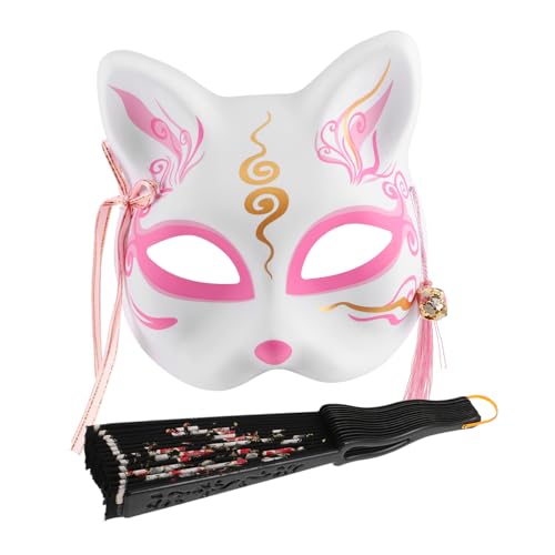 Garneck Faltbare Handmaske für Halloween Kostümzubehör für Maskenbälle und Cosplay Events Passendem Fächer von Garneck