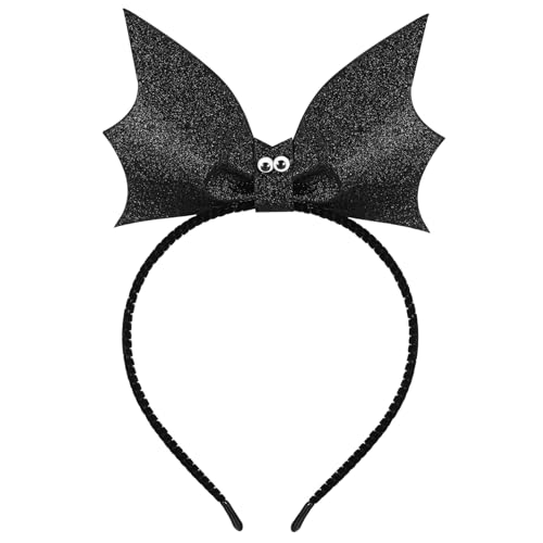 Garneck Fledermaus Haarreif Für Damen Mit Glitzernden Ohren Und Großer Schleife – Perfektes Haar-Zubehör Für Halloween - Cosplay Und Festliche Partys – Schwarz von Garneck