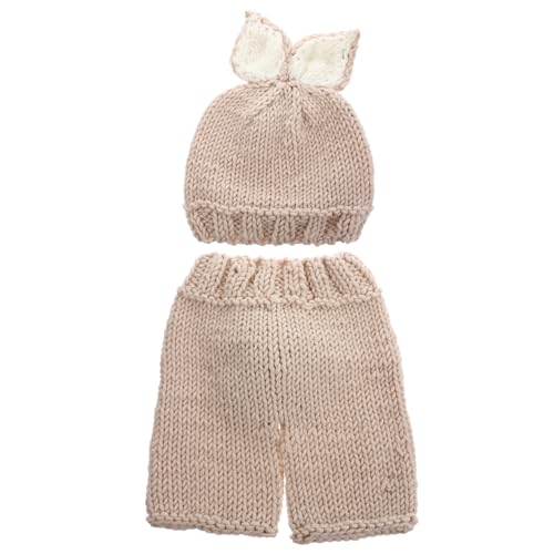Garneck Fotografie Kostüm Hasen Outfit Strickmütze und Hose Fotoshooting Requisiten Niedlich Warm Tierkostüm für Neugeborene und Kleinkinder von Garneck