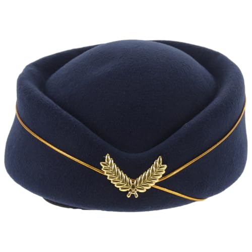Garneck Frau Stewardess Hut Cosplay Uniform ütze Elegante Flugbegleiterin Kopfbedeckung Für Kostümpartys Bühnenaufführungen Und Karneval Blaues Design von Garneck