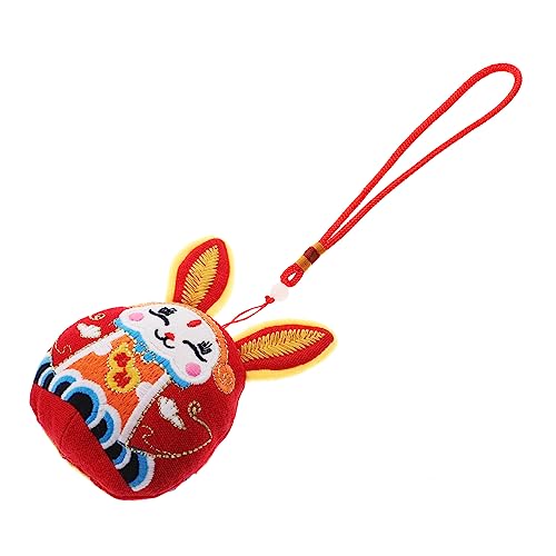 Garneck Fünf gesegnete Kaninchenpuppen Plüsch Maskottchen des Mondjahres ausgestopft Dekorationen süße Kuscheltiere Kaninchenverzierung Kaninchenspielzeug Kaninchenfigur PP Baumwolle rot von Garneck