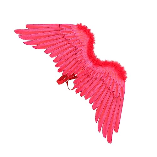 Garneck Große Engelsflügel Kostüm Requisite für Halloween Cosplay und Maskerade Rote Federflügel aus Hochwertigem Vliesmaterial für Damen und Realistisches Design von Garneck