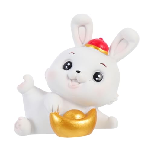 Garneck Häschenverzierung hasenfiguren Animal Figures Wohnzimmerdekoration Stitch tortendeko Ostern Miniatur-Hasen Plüsch Sternzeichen Hase Figur Dekoration Hase aus Harz Weiß von Garneck