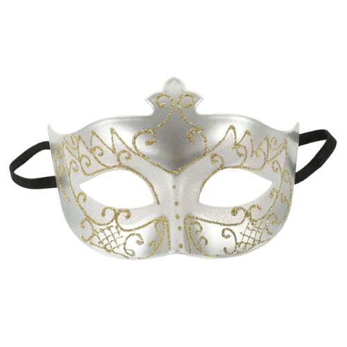 Garneck Halbgesichts Maske für Herren Halloween Karneval Masquerade Ball Party Handgefertigt Leichtes Material Bequeme Passform Auffälliges Design Silberfarbene Farbdetails Garneck Halbgesichts Maske für Herren Halloween Karneval Masquerade Ball Party Handgefertigt Leichtes Material Bequeme Passform Auffälliges Design Silberfarbene Farbdetails von Garneck