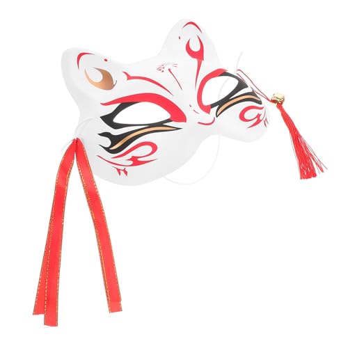 Garneck Halbgesichtsmaske Fuchs im Japanischen Stil Handgemalte Tiermaske für Halloween Cosplay Maskerade und Kostümpartys Vielseitiges Accessoire mit Komfortablem Sitz und Einzigartiger von Garneck