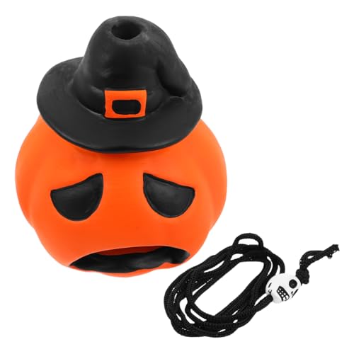 Garneck Halloween Death Whistle Kürbisform Echte Gruselige Schreie für Halloween Streiche und Tragbares mit Aztekischem Design Orange mit Schnur von Garneck