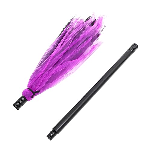 Garneck Halloween Hexenbesen Abnehmbarer Dekobesen Schwarz Drinnen Hexenparty- Dekorativer Besen Besen-Halloween Halloween-Cosplay-stütze Cosplay -Besen Gittergewebe Violett von Garneck