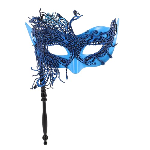 Garneck Handheld Spitzenmaske für Damen für Karneval Halloween Ball und Kostüm Events Halbe Gesichtsbedeckung Großem Pfau Blau Garneck Handheld Spitzenmaske für Damen für Karneval Halloween Ball und Kostüm Events Halbe Gesichtsbedeckung Großem Pfau Blau von Garneck