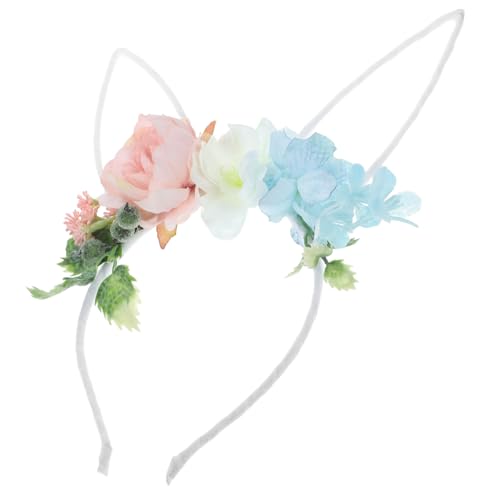 Garneck Hasenohr Stirnband Kind Haarband Stirnbänder Mit Blumenohren Hasenohren Mit Blumen Dekoration Hasenzubehör Blumen-hasen-stirnband Plüsch Party Für Hasenohren Stoff von Garneck