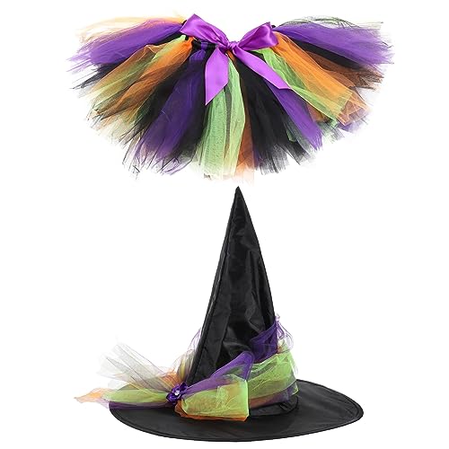 Garneck Hexenkostüm für Mädchen mit Schleifen und Hut Waschbares Halloween Kostüm für Themenpartys und Rollenspiele von Garneck