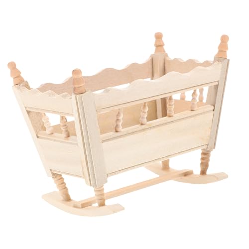 Garneck Holz Kinderbett Modell für Puppenhaus Robustes und Langlebiges Mini Wiegenmodell aus Natürlichem Holz für Puppenhaus Zubehör und Kreative Dekorationen Garneck Holz Kinderbett Modell für Puppenhaus Robustes und Langlebiges Mini Wiegenmodell aus Natürlichem Holz für Puppenhaus Zubehör und Kreative Dekorationen von Garneck
