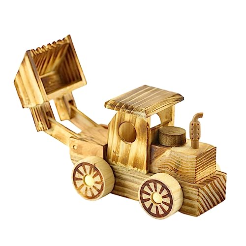 Garneck Holz Pushdozer Spielzeugauto für Kreatives Holzmodell mit Realistischem Design für Zuhause Fördert die Motorischen Fähigkeiten und Kreative von Garneck