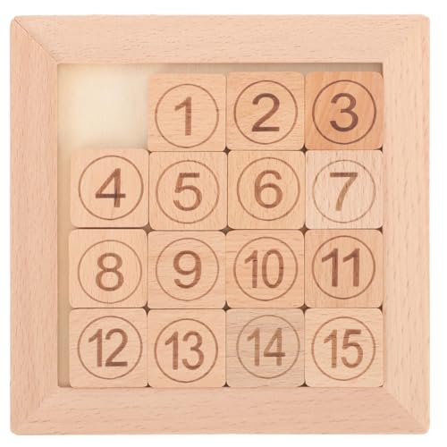 Garneck Holz Schiebepuzzle Mit 15 Zahlen - Lernspielzeug Für - Fördert Denkfähigkeiten Und Mathekompetenz Ideales Schiebespiel Für Jungen Und Mädchen von Garneck