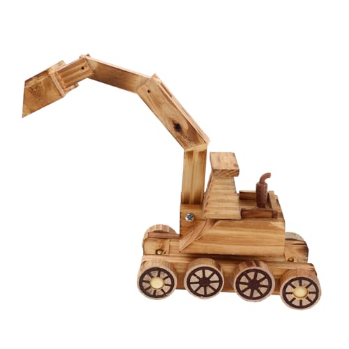 Garneck Holzbaggermodell entzückendes LKW- Bagger-Spielzeugmodell bewegliches Automodell Lustiges Baufahrzeugmodell Party-Truck-Modell Digger - lustiges LKW-Modell Khaki von Garneck
