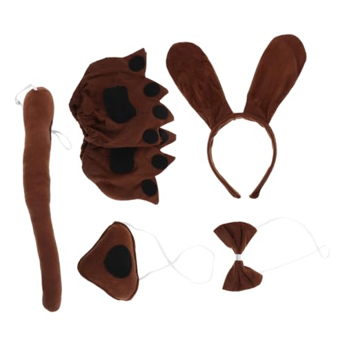 Garneck Hundekostüm mit Weichem Atmungsaktivem Stirnband Fliege Nase Handschuhen Bequeme Tier Cosplay Accessoires für Halloween Karneval und Kinderrollenspiele von Garneck