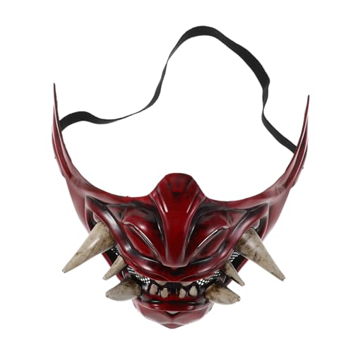 Garneck Japanische Samurai Dämonen Halbgesichtsmaske Rot Hannya Cosplay Zubehör für Halloween Party Kostüm mit Detailreicher Gestaltung und Langlebigem Leichtem Material Garneck Japanische Samurai Dämonen Halbgesichtsmaske Rot Hannya Cosplay Zubehör für Halloween Party Kostüm mit Detailreicher Gestaltung und Langlebigem Leichtem Material von Garneck