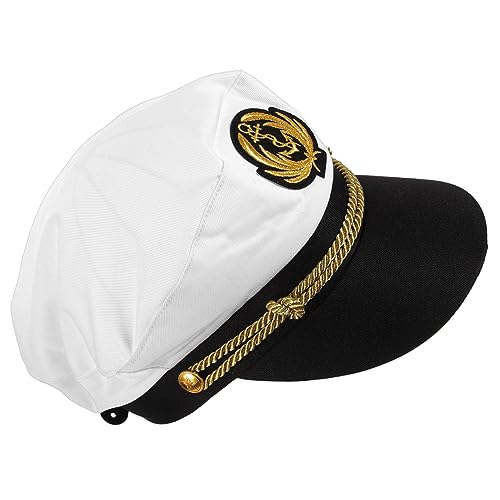 Garneck Kapitänsmütze Herren Verstellbar Cosplay Hut für Bootspartys Atmungsaktives Material Klassisches Design für Bühnenaufführungen Hochwertige Verarbeitung von Garneck