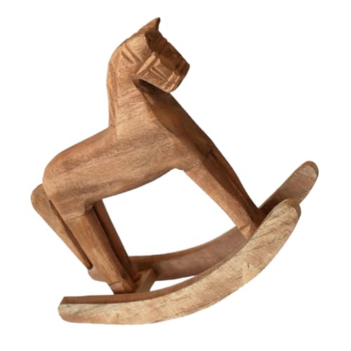 Garneck Kiefernholz -schaukelpferd Steckenpferde Party Schaukeln Miniatur Weihnachtliche Wohnkultur Reiter Sachen Tischplatte Klein Drinnen Für Pferde Hölzern Beige von Garneck