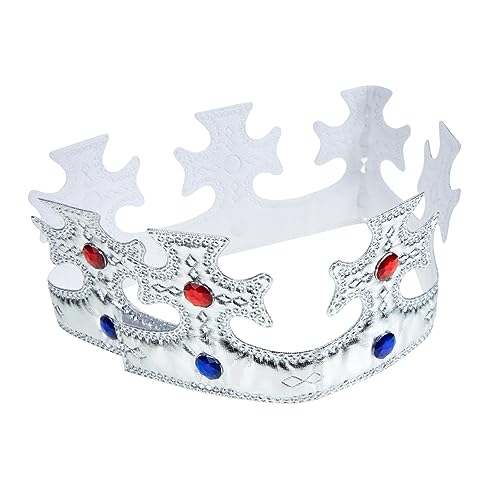 Garneck Königskrone Silber Haarschmuck mit Kunststoffjuwelen Realistisches Diadem für Jungen Bequemes Stirnband für Geburtstagsfeier Halloween und Party Garneck Königskrone Silber Haarschmuck mit Kunststoffjuwelen Realistisches Diadem für Jungen Bequemes Stirnband für Geburtstagsfeier Halloween und Party von Garneck