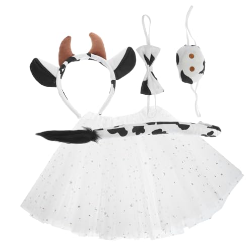 Garneck Kuh Kostüm Set Teilig mit Weichem Kuh Stirnband Abnehmbarem Fake Nase und Weißem Tutu für Halloween Party Cosplay und Verkleidung von Garneck