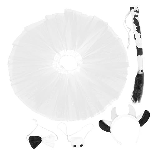 Garneck Kuh Kostüm Set für Halloween Tierkostüm mit Ohren Haarreif Nase Fliege und Tüllrock für Cosplay und Partys Einfach zu Tragen und von Garneck