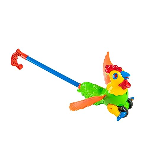 Garneck Lauflernhilfe mit Abnehmbarem Griff Cartoon Huroster Ziehwagen für Fördert und Motorik Sicheres Kunststoffmaterial Farbenfrohes Design für Drinnen von Garneck