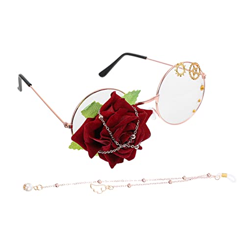 Garneck Lolita Steampunk Brille mit Ketten und Rosen Cosplay Zubehör für Partys Einseitige Augenaccessoires für Besondere Anlässe Modisches Design Roségold Garneck Lolita Steampunk Brille mit Ketten und Rosen Cosplay Zubehör für Partys Einseitige Augenaccessoires für Besondere Anlässe Modisches Design Roségold von Garneck