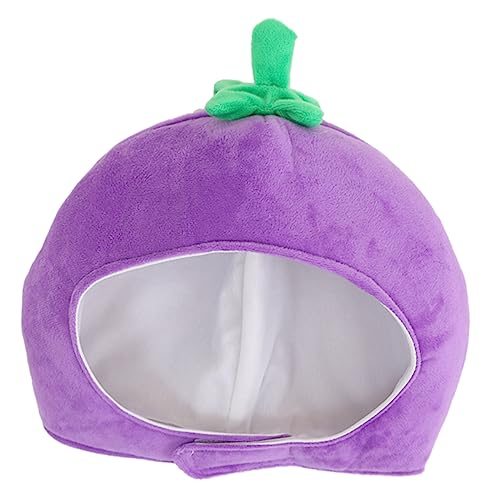 Garneck Lustiger Auberginen Partyhut Weichem Bequemes Gemüse Kostümzubehör für Karneval Halloween und Festliche Feiern Farbenfrohes Lustiges Kopfstück für Erwachsene von Garneck