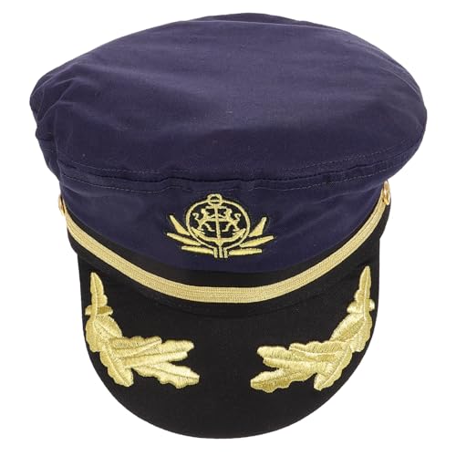 Garneck Marineblauer Bestickter Kapitänsmütze Matrosenhut für Cosplay Party Verkleidung Leicht Atmungsaktiv Komfortabel für und Faschingsveranstaltungen von Garneck