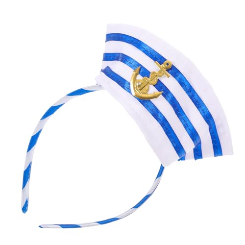 Garneck Maritimer Matrosen Haarreif Kapitänshut Haarreifen Party Kostümzubehör Blau für Karneval Halloween Fasching von Garneck