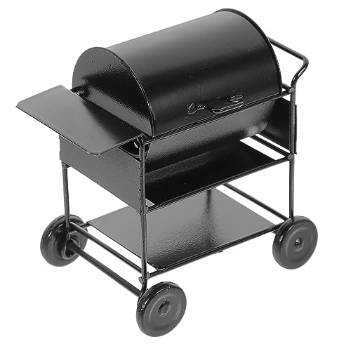 Garneck Mini BBQ Rack Ornamente Puppenhausgrill Miniatur-Grillrost Mini- -Küchenstütze Mini Grill Dekoration Kleiner Hausgrill Puppenhaus-Grillmodell Eisen Black von Garneck