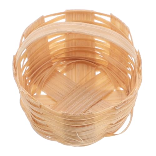 Garneck Mini-Bambuskorb Puppenhaus Mini-Aufbewahrungskorb Miniaturmöbel -Picknickkorb Chinesische Miniküche für Puppenhausartikel Kleiner Obstkorb Khaki von Garneck